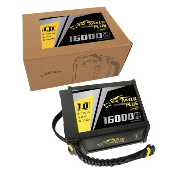 Tattu Plus 1.0 Compact version 16000mAh 12S 15C 44.4V Lipo battery pack with AS150U Plug