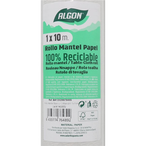 Tablecloth roll Algon Disposable White 1 x 10 m (12 Units)