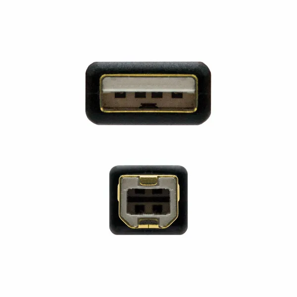 USB 2.0 A to USB B Cable NANOCABLE 10.01.1203 Black 3 m (1 Unit)