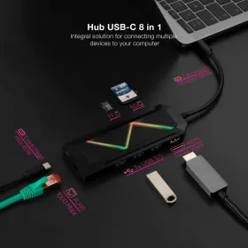 USB-C-jaotur NANOCABLE 10.16.0801 Must 100 W