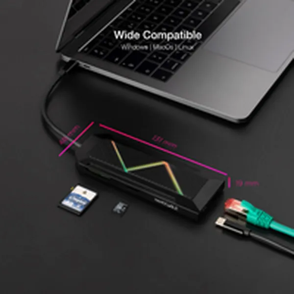 USB-C Hub NANOCABLE 10.16.0901 Black 100 W