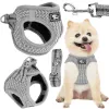 Pressure-free dog and cat harness set Springos PA0237, M 9-13 kg + 150 cm leash, grey