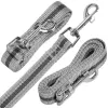 Pressure-free dog and cat harness set Springos PA0237, M 9-13 kg + 150 cm leash, grey