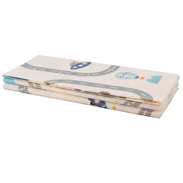 Kaksipuolinen taitettava lasten vaahtomuovimatto Springos KM0020, 180x200 cm XXL, ajoneuvoteema
