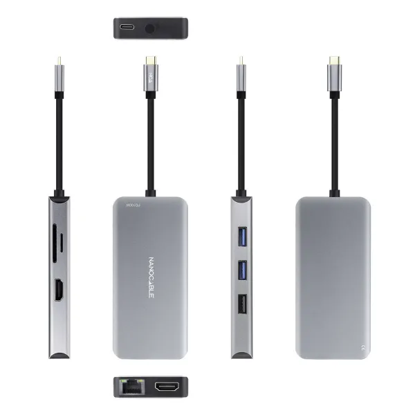 USB Hub NANOCABLE 10.16.1009 Grey 100 W 50 W