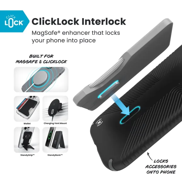 Speck Presidio2 Grip ClickLock & MagSafe - iPhone Air Case (Black / Slate Gray / White)