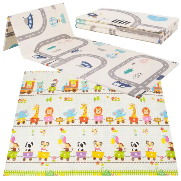Kahepoolne kokkupandav laste vahtmatt Springos KM0022, 150x200 cm, sõidukite disain
