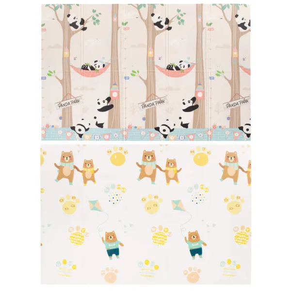Двусторонний складной игровой коврик из пеноматериала для детей Springos KM0023, 150x200 см, с рисунком животных