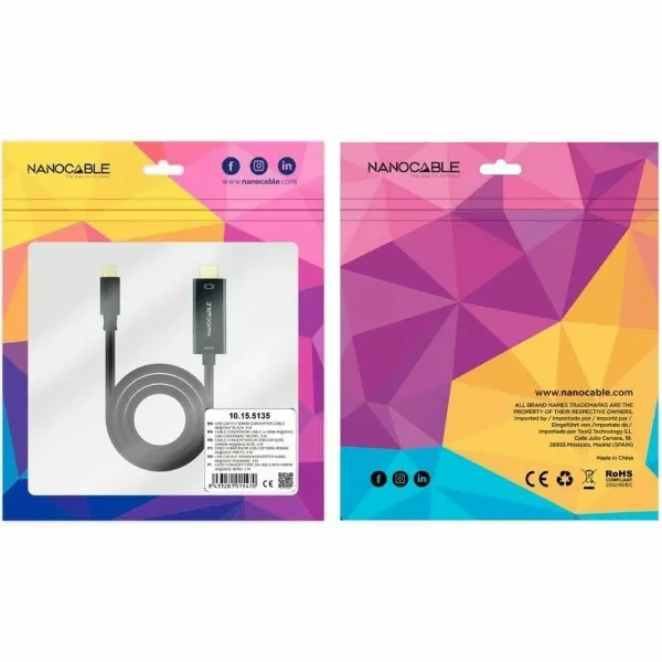 USB-C to HDMI Cable NANOCABLE 10.15.5135 Black 5 m