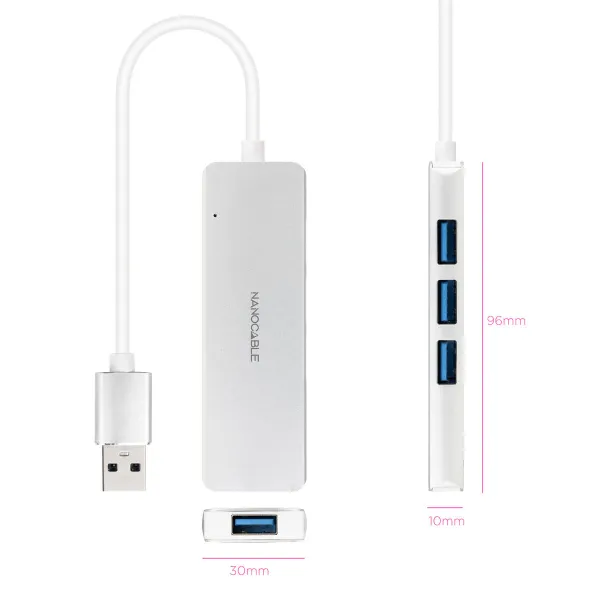 USB Centrmezgls NANOCABLE 10.16.4602 Sudrabains