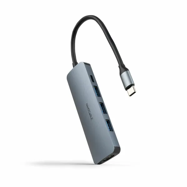 USB Hub NANOCABLE Nanocable Hub USB-C 3xUSB-A+HDMI+USB-C PD Grey 100 W 50 W