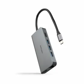 USB Centrmezgls NANOCABLE Hub 8en1 Pelēks 18 cm