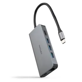 USB-keskitin NANOCABLE Hub 8en1 Harmaa 18 cm