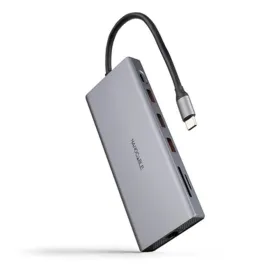 USB-keskitin NANOCABLE Hub 12en1 Harmaa 18 cm