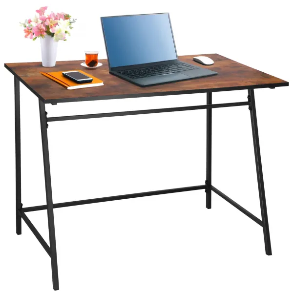 Rašomasis stalas, kompiuterinis žaidimų stalas Springos HF0027, 100x50x76 cm, loft stilius, juoda/ruda