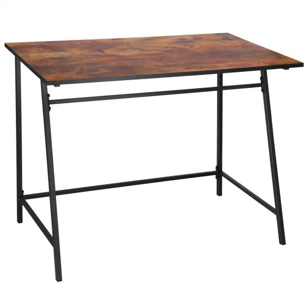 Rašomasis stalas, kompiuterinis žaidimų stalas Springos HF0027, 100x50x76 cm, loft stilius, juoda/ruda