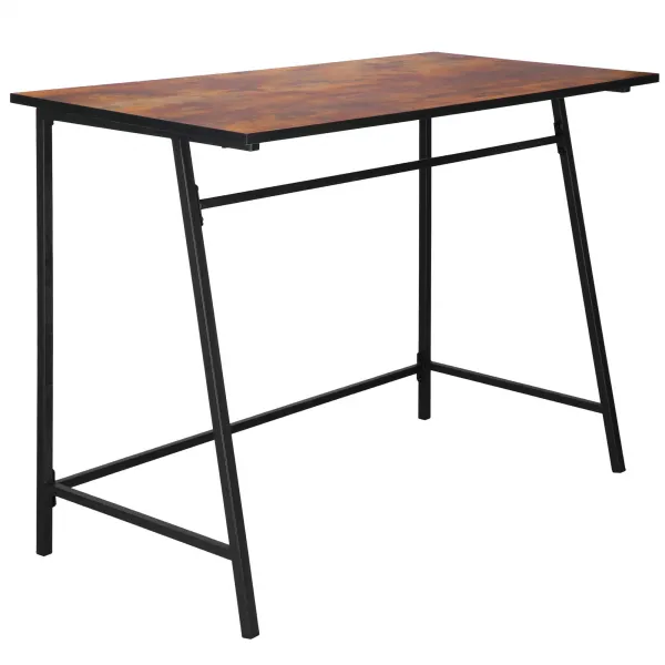 Rašomasis stalas, kompiuterinis žaidimų stalas Springos HF0027, 100x50x76 cm, loft stilius, juoda/ruda