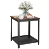 Kvadratinis kavos staliukas su lentyna Springos HF0026, 45x45x55 cm, loft stilius, juoda/ruda