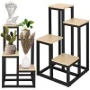 Metallinen kukkateline 4 hyllyllä Springos GA0206, 67,5 cm, loft-tyyli, musta/vaaleanruskea