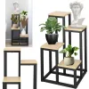Metallinen kukkateline 4 hyllyllä Springos GA0206, 67,5 cm, loft-tyyli, musta/vaaleanruskea