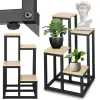 Metallinen kukkateline 4 hyllyllä Springos GA0206, 67,5 cm, loft-tyyli, musta/vaaleanruskea