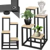 Metalinė gėlių stovas su 4 lentynomis Springos GA0206, 67,5 cm, loft stiliaus, juoda/šviesiai ruda