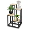 Metallinen kukkateline 4 hyllyllä Springos GA0206, 67,5 cm, loft-tyyli, musta/vaaleanruskea