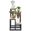 Metallinen kukkateline 4 hyllyllä Springos GA0206, 67,5 cm, loft-tyyli, musta/vaaleanruskea