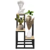 Metallinen kukkateline 4 hyllyllä Springos GA0206, 67,5 cm, loft-tyyli, musta/vaaleanruskea