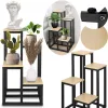 Metallinen kukkateline 4 hyllyllä Springos GA0206, 67,5 cm, loft-tyyli, musta/vaaleanruskea