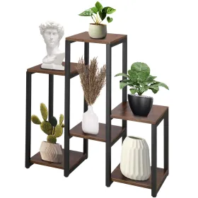 Metalinis gėlių stovas su 6 lentynomis Springos GA0208 79 cm palėpė juoda, tamsiai ruda