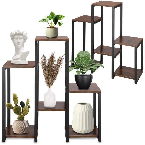 Metalinis gėlių stovas su 6 lentynomis Springos GA0208 79 cm palėpė juoda, tamsiai ruda