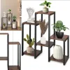 Metalinis gėlių stovas su 6 lentynomis Springos GA0208 79 cm palėpė juoda, tamsiai ruda