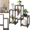 Metalinis gėlių stovas su 6 lentynomis Springos GA0208 79 cm palėpė juoda, tamsiai ruda