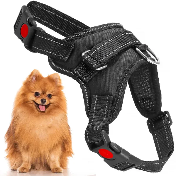 Регулируемая шлейка для собаки Springos PA0303, размер S, 10-18 кг, бескомпрессионная, черная