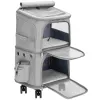 Переноска для кошки, собаки Springos PA0326, 55 x 34 x 26 см, чемодан на колесах для транспортировки животных, двухкамерная, сер