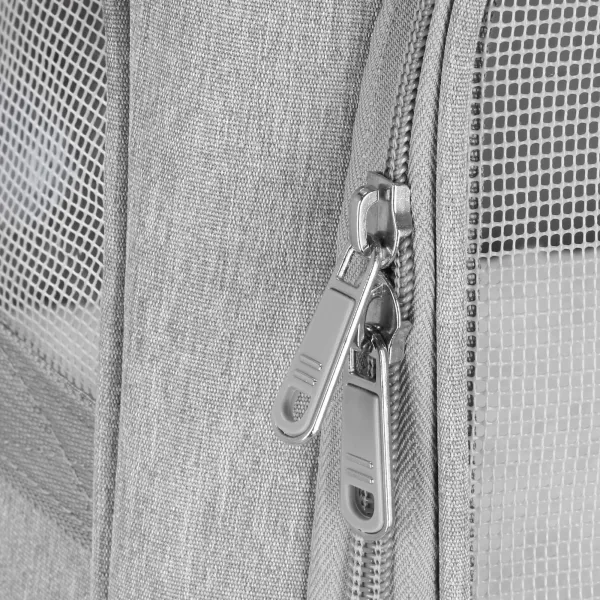 Cat, dog transporter Springos PA0326, 55 x 34 x 26 cm, wheeled pet carrier, dual-chamber, gray