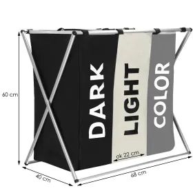 Foldable laundry basket with three compartments Springos HA0099 146 L black/beige/grey