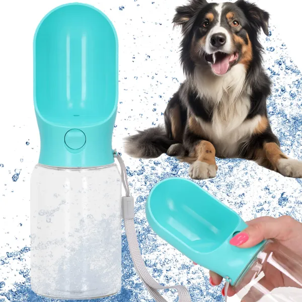 Suņu un kaķu ūdens pudele Springos PA0294, ar dzirdni un siksniņu, 340 ml, ceļojumu