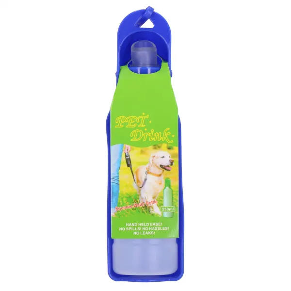 Koiran ja kissan vesipullo Springos PA0295, juoma-astialla, 250 ml, tummansininen