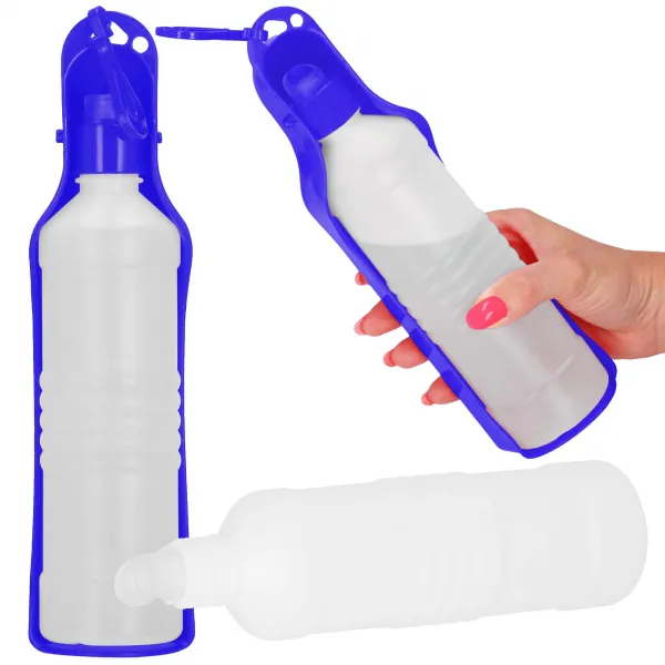 Koiran ja kissan vesipullo Springos PA0295, juoma-astialla, 250 ml, tummansininen