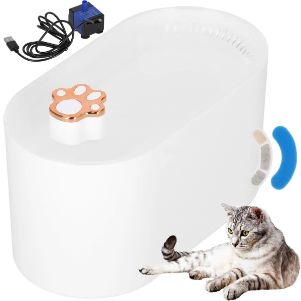 Cat and dog water dispenser Springos PA0315, pet fountain 3 L, illuminated, waterproof IPX8, white
