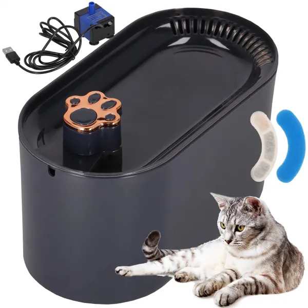 Dozators ūdenim mājdzīvniekiem Springos PA0316, dzirdne, strūklaka kaķim, sunim 3 L ar filtru grafīta krāsā