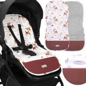 Lapsevankri sisemine matt Springos SB0056, 37x78 cm, kahtepidi kasutatav, loomade mustriga, hall/valge/pruun/kirju