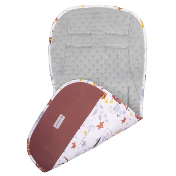 Lapsevankri sisemine matt Springos SB0056, 37x78 cm, kahtepidi kasutatav, loomade mustriga, hall/valge/pruun/kirju