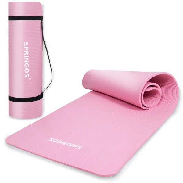 Universaalne treeningmatt fitnessile, joogale, pilatesele Springos YG0030, 183 cm, roosa