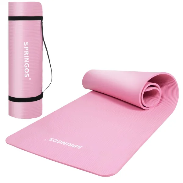 Universāls vingrošanas paklājiņš fitnesam, jogai, pilatesam Springos YG0030, 183 cm, rozā