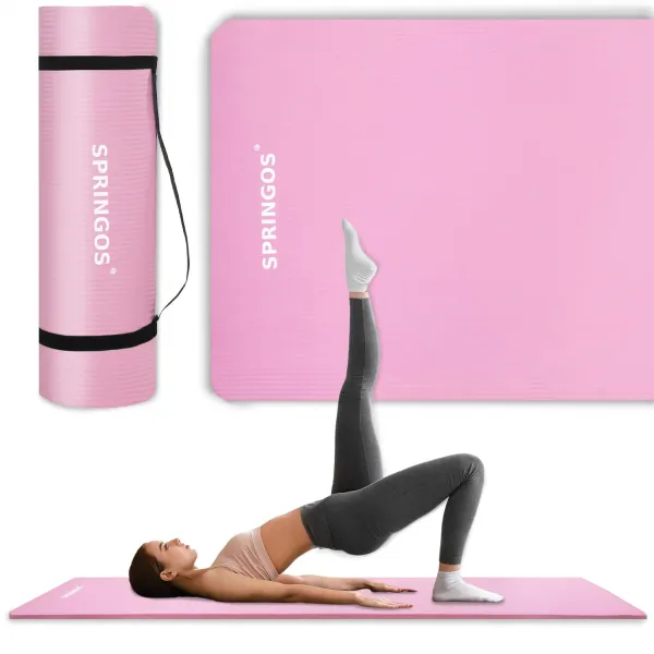 Universaalne treeningmatt fitnessile, joogale, pilatesele Springos YG0030, 183 cm, roosa
