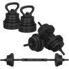 Hanteliai Springos FA1671, 20 kg reguliuojamas rinkinys: grifas + kettlebell