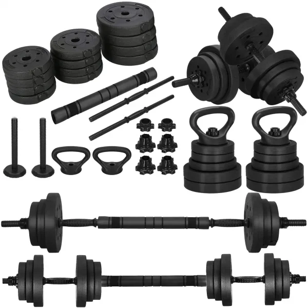 Hanteliai Springos FA1671, 20 kg reguliuojamas rinkinys: grifas + kettlebell
